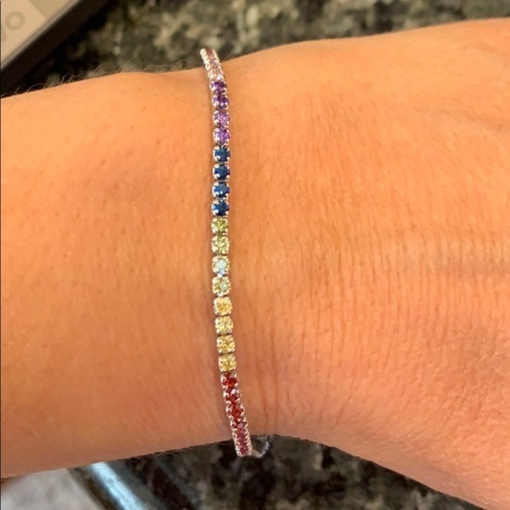 Sterling Silver rainbow multi color stone Bracelet